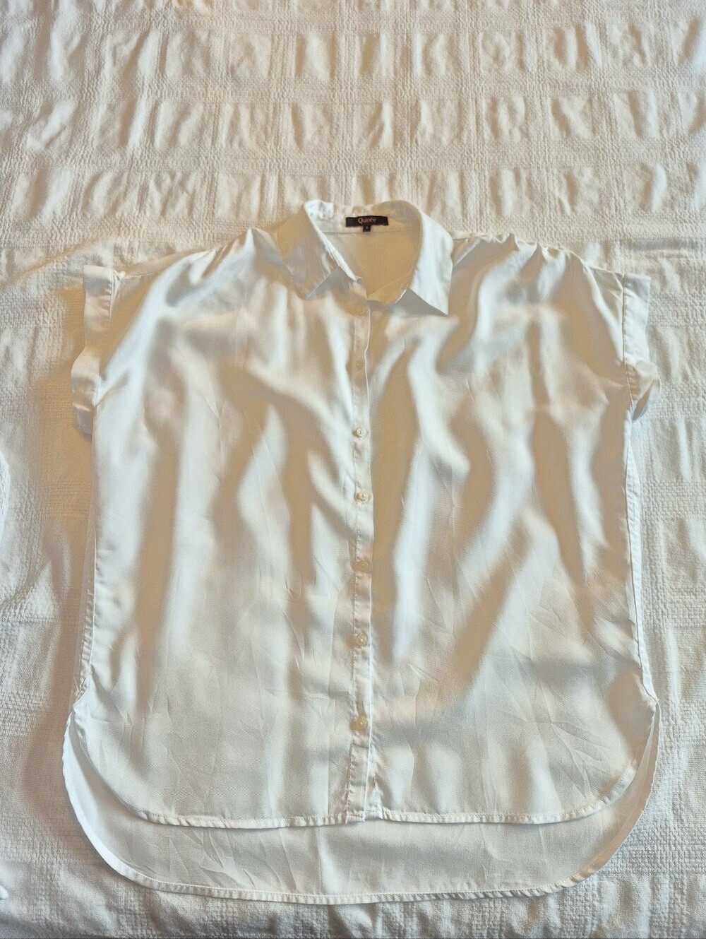 Quince women's size Small white Vintage Wash Tencel Camp Shirt EUC